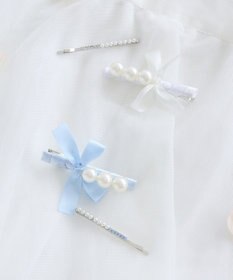 Maison de FLEUR パールサテンリボン２セットピン
