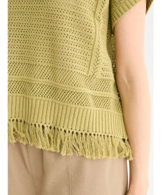 Green Parks 裾フリンジメッシュニットプルオーバー