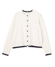 UNFILO マイビューティニット バイカラー カーディガン グレージュ×ブラック