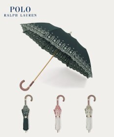 MOONBAT POLO RALPH LAUREN（ポロ ラルフローレン）晴雨兼用日傘 フローラル刺繍 折りたたみ傘 楽折 遮光 遮熱 UV