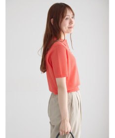 Te chichi 【マシンウォッシャブル】パール釦メッシュニットポロ
