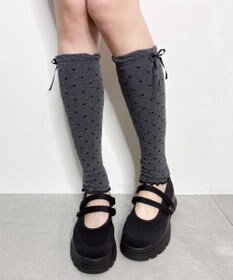 WEGO ドット柄リボンレッグカバー