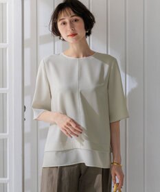 23区 S 【新色追加/Oggi掲載】ストレッチジョーゼット シアーコンビ カットソー ベージュ系