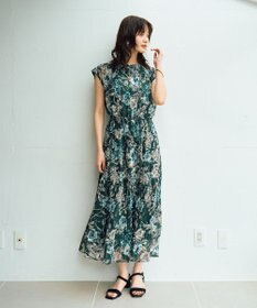 YECCA VECCA 【追加生産】フラワー柄シアープリーツワンピース