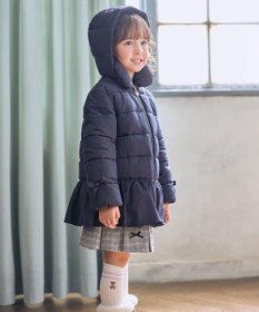 ANY KIDS 【フード取り外し/洗濯機可能】中綿フリル リボンコート