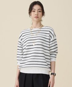自由区 コットンポリミドルゲージボーダー ニット