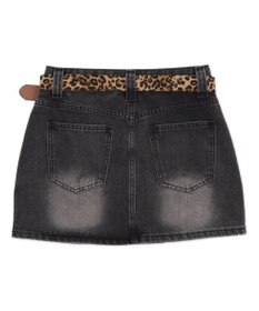 WEGO レオパードベルト付きデニムミニスカパン
