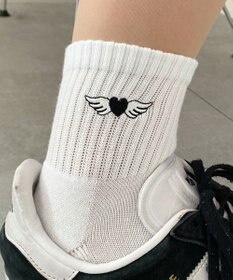 WEGO モチーフ刺繍アンクル底パイルソックス