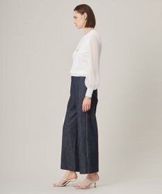 ICB 【洗える】 コットンリアクティブデニム ワイドストレートパンツ