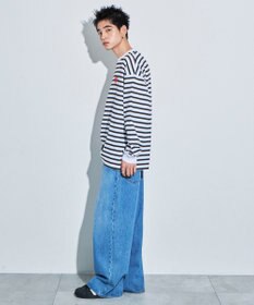 WEGO 【MLサイズ展開】ボーダーワンポイントT（LS）