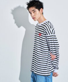 WEGO 【MLサイズ展開】ボーダーワンポイントT（LS）