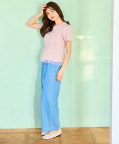 Feroux ベルト付き テンセルデニム ワイドパンツ