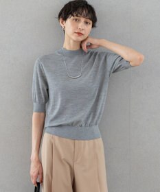 23区 S 【洗える】サステナブルウール モックネック 5分袖 ニット