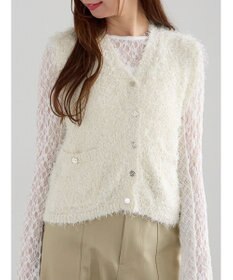 Te chichi 金釦ポケットシャギーニットベスト