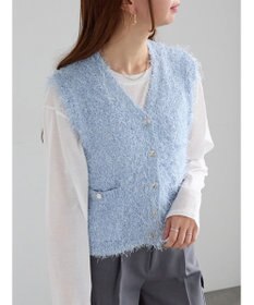 Te chichi 金釦ポケットシャギーニットベスト
