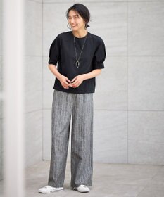 ANY 【ウエストゴム】リネンレーヨンワイドパンツ