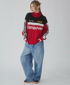 WEGO 【ユニセックス着用ITEM】レーシンググラフィックニットブルゾン