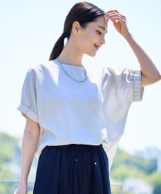 自由区 【人気素材・新色追加】ラスティックメッシュドルマンスリーブ Tブラウス ［新色］フラックスⅡ