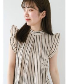 Green Parks ・ＥＬＥＮＣＡＲＥ　ＤＵＥ　ストライプフリルブラウス