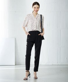 ICB 【WEB限定カラーあり・洗える】Back Satin Amunzen キーネックブラウス