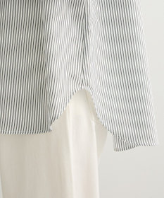 Green Parks バンドカラーストライプシャツ