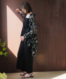 YECCA VECCA フラワー柄シアーロングシャツ