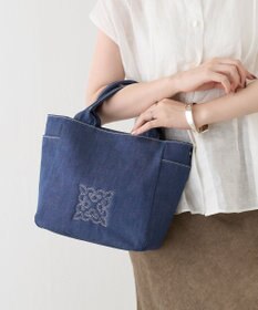 russet 【刺繍モノグラム】デニム2WAYトートバッグ(CE-1772)