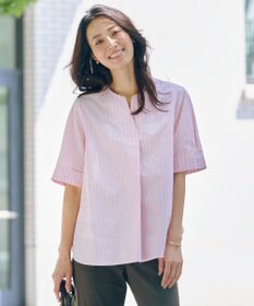 J.PRESS LADIES 【洗える】BEZ 空羽ストライプ クルーネック ブラウス