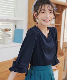 Tiaclasse 【洗える】リボンフレアスリーブブラウス