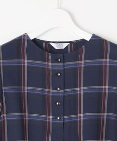 J.PRESS LADIES 【洗える】ハイツイストチェック ボートネック ブラウス