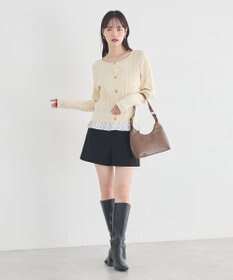 earth music&ecology 【予約】プリーツレイヤーケーブルニットカーディガン