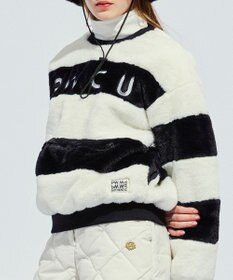 PW CIRCULUS 【ふわもこあったか/防寒/裏地付】【WOMEN】ボーダーフェイクファープルオーバー