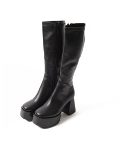 WEGO ストーム付きワイドヒールロングブーツ