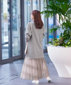 Tiaclasse L 【洗える】袖ボタンメランジニットチュニック