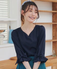 Tiaclasse 【洗える】リボンフレアスリーブブラウス