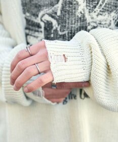 WEGO グラフィックダメージニットプルオーバー