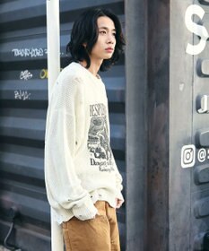 WEGO グラフィックダメージニットプルオーバー