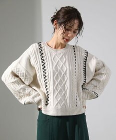 Green Parks ・ＥＬＥＮＣＡＲＥ　ＤＵＥ　ハンドステッチケーブルニッ