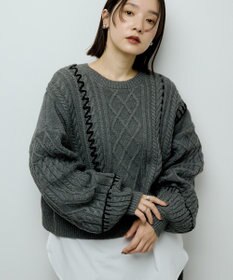 Green Parks ・ＥＬＥＮＣＡＲＥ　ＤＵＥ　ハンドステッチケーブルニッ