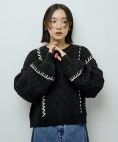 Green Parks ・ＥＬＥＮＣＡＲＥ　ＤＵＥ　ハンドステッチケーブルニッ