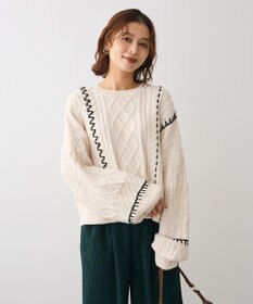 Green Parks ・ＥＬＥＮＣＡＲＥ　ＤＵＥ　ハンドステッチケーブルニッ