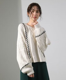 Green Parks ・ＥＬＥＮＣＡＲＥ　ＤＵＥ　ハンドステッチケーブルニッ