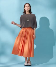 ANY L 【ウエストゴム/ポケット付】シャンブレーライク フレアスカート