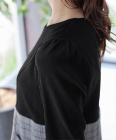 Tiaclasse 【洗える】チェックコンビエンパイアワンピース