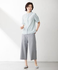 J.PRESS LADIES 【WEB限定カラーあり・セットアップ対応・洗える・撥水・防汚】コットンFITTYシャーク ワイド アンクル パンツ