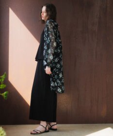 YECCA VECCA フラワー柄シアーロングシャツ