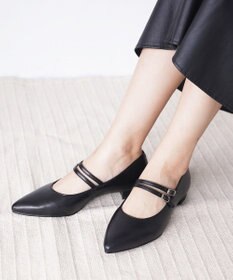 Pointer 日本製 本革ストラップ付きローヒールパンプス