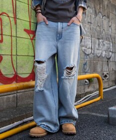 WEGO スーパーバギーダメージデニムパンツ