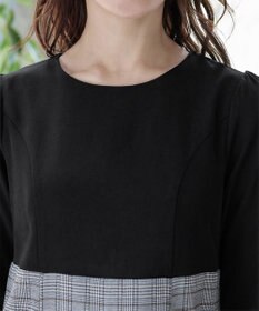 Tiaclasse 【洗える】チェックコンビエンパイアワンピース