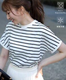 ANY SIS 【美ライン大人T】半袖 Tシャツ オフ×ブラックボーダー